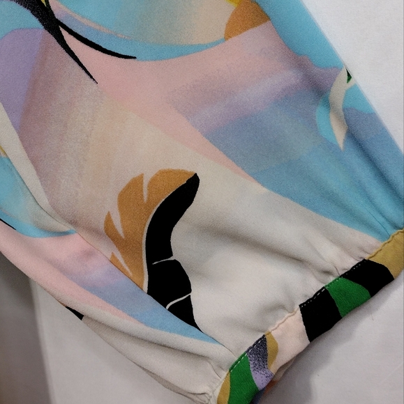 Rose + Olive Floral Button Blouse Women's 2X Multicolor Artsy Retro 90s Festival - Picture 4 of 8